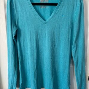 Nike blue V-Neck Long Sleeve Dri-FIT Top
